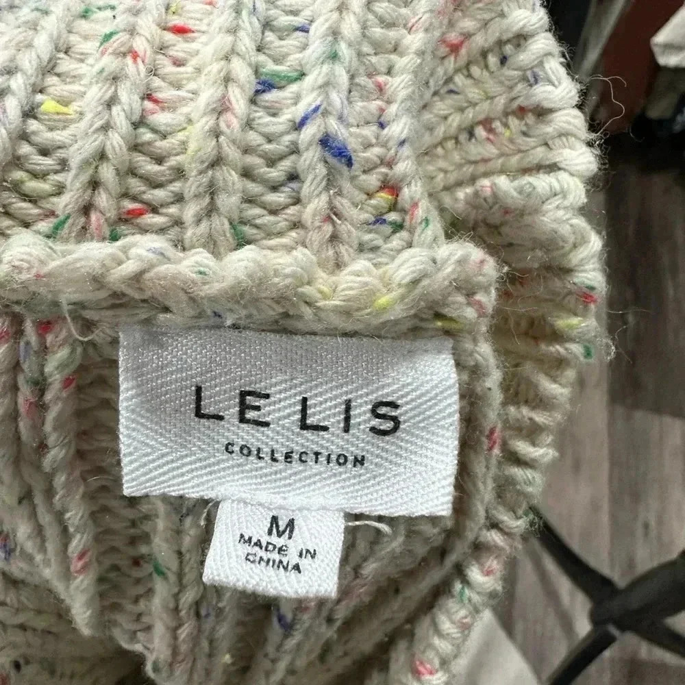 LE LIS Knit Vest Size M Wool Blend Speckled Cream Academia School Tank - Picture 5 of 6